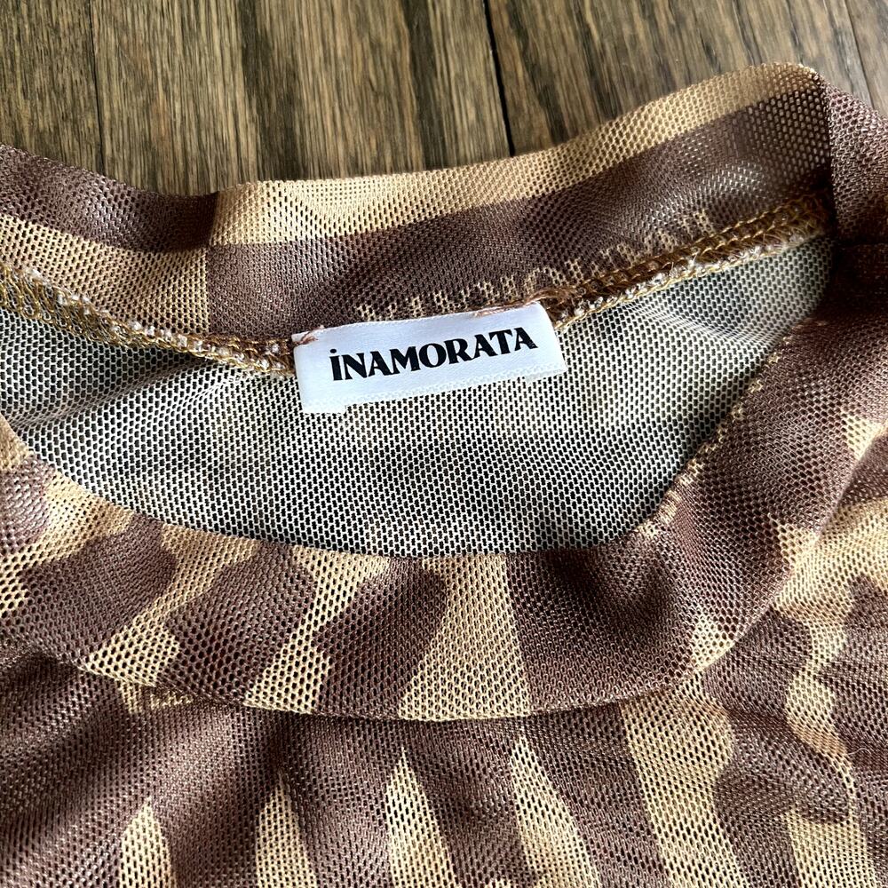 Inamorata Sheer Torso Mesh Print Bambi Baby Tee & Beachwood Pant Set Coverup M - Picture 7 of 16